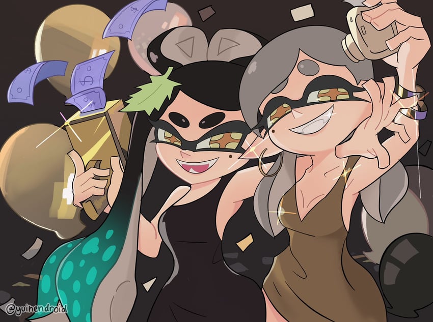 marie and callie (splatoon and 1 more) drawn by yuinendroid