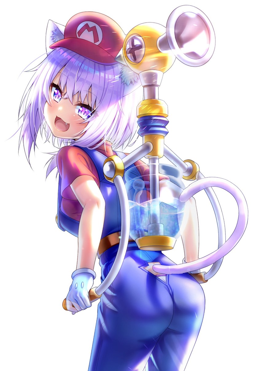 nekomata okayu, mario, and f.l.u.d.d. (hololive and 2 more) drawn by calzooone