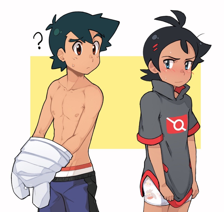 ash ketchum, scorbunny, goh, and raboot (pokemon and 1 more) drawn by tama!_(lazyturtle)