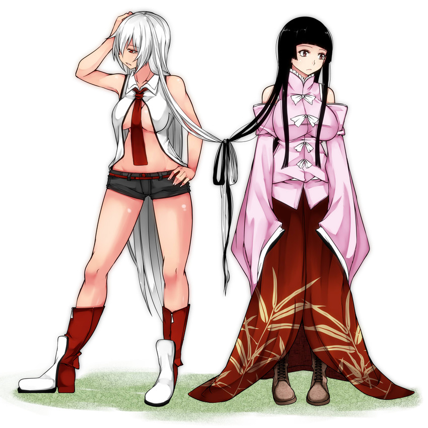 fujiwara no mokou and houraisan kaguya (touhou) drawn by aoshima