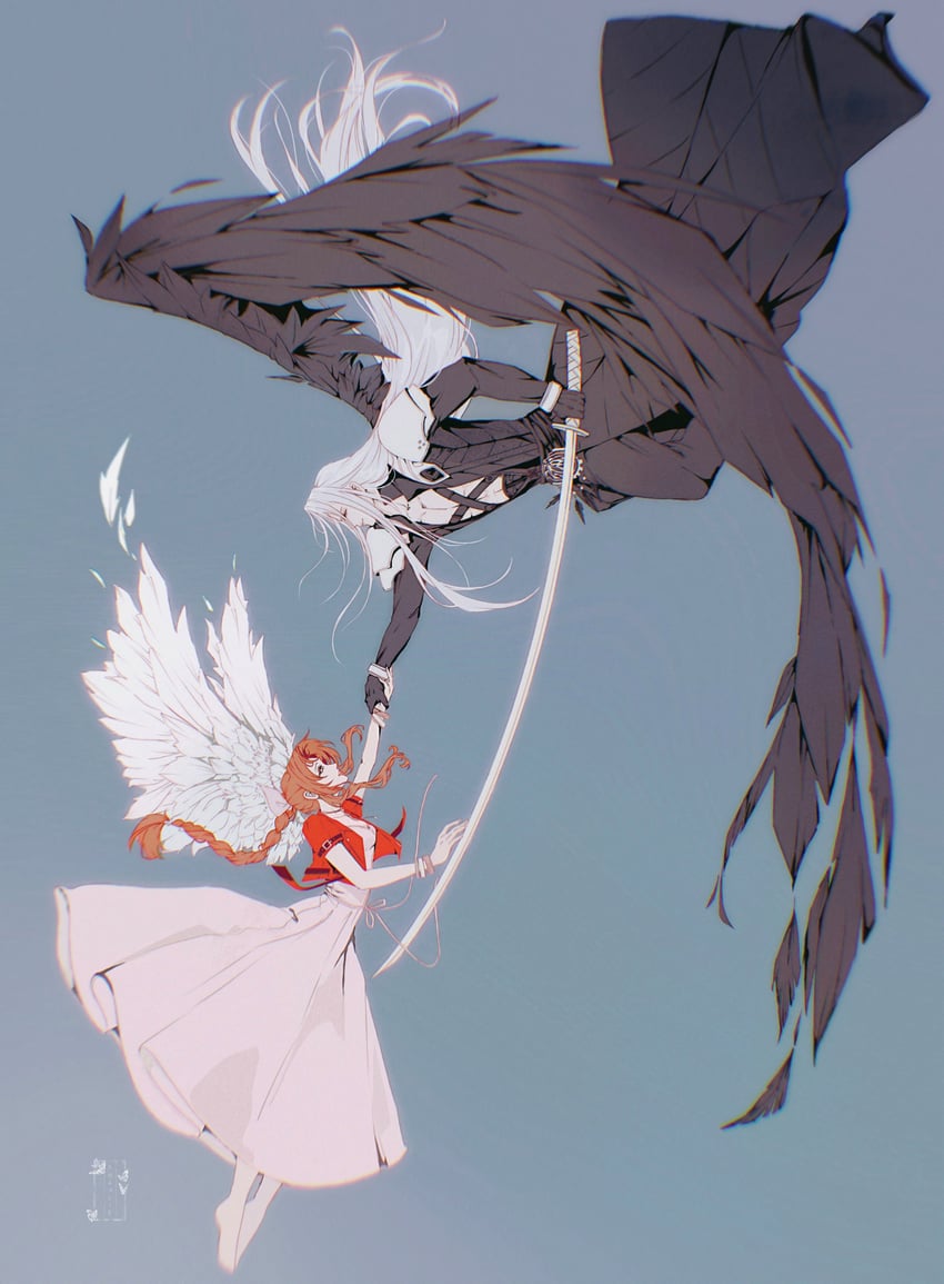 aerith gainsborough and sephiroth (final fantasy and 3 more) drawn by shanlieart