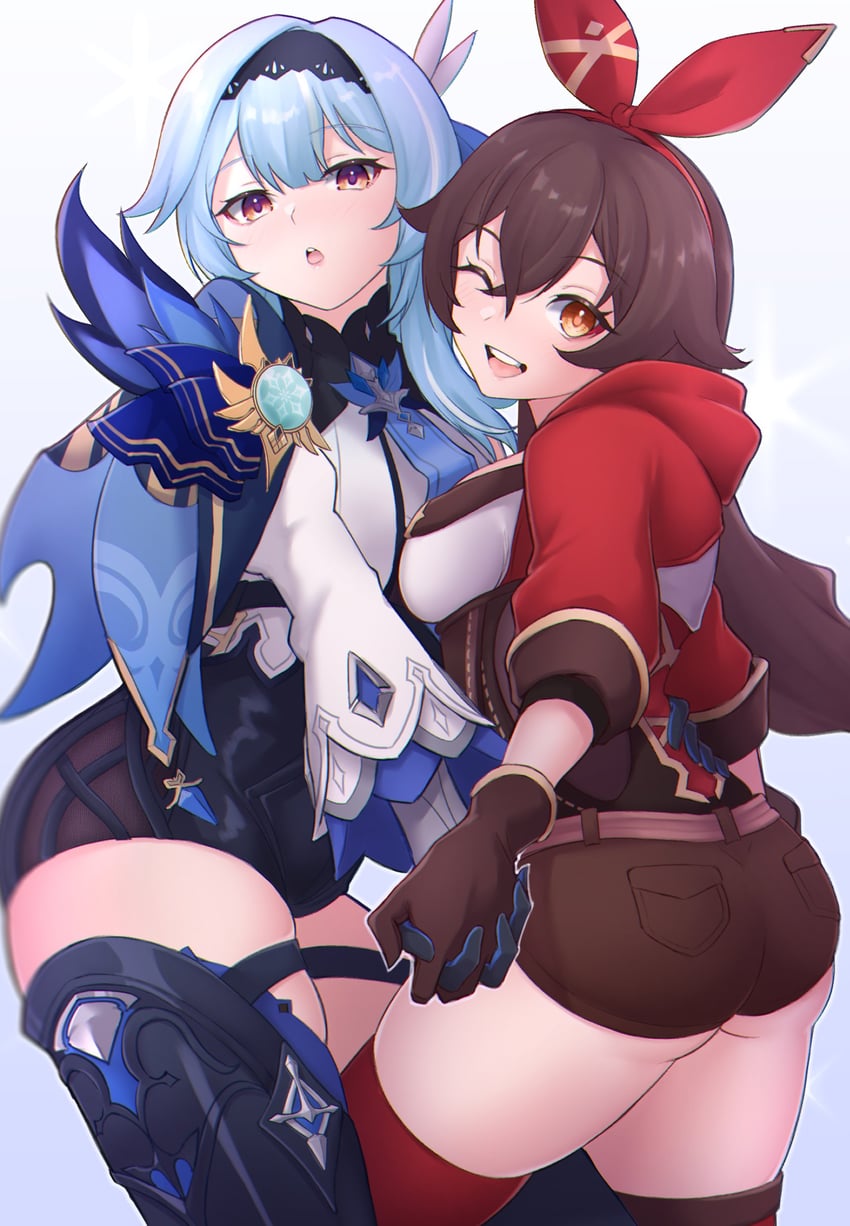 eula and amber (genshin impact) drawn by kirima_(user_danf8787)