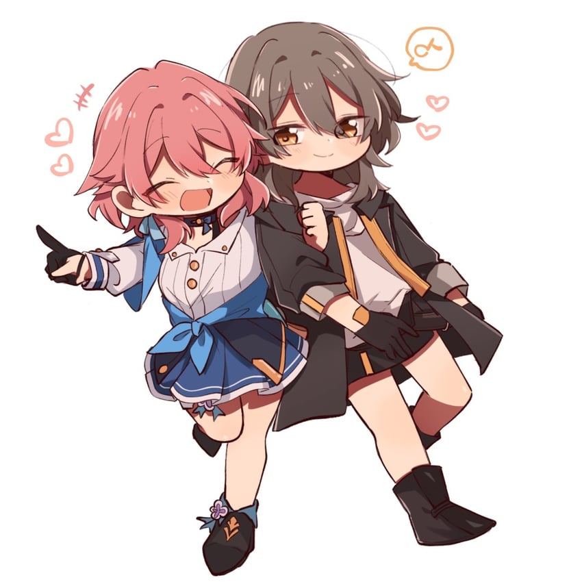 trailblazer, stelle, and march 7th (honkai and 1 more) drawn by tanaka_ani_(toma_t21)