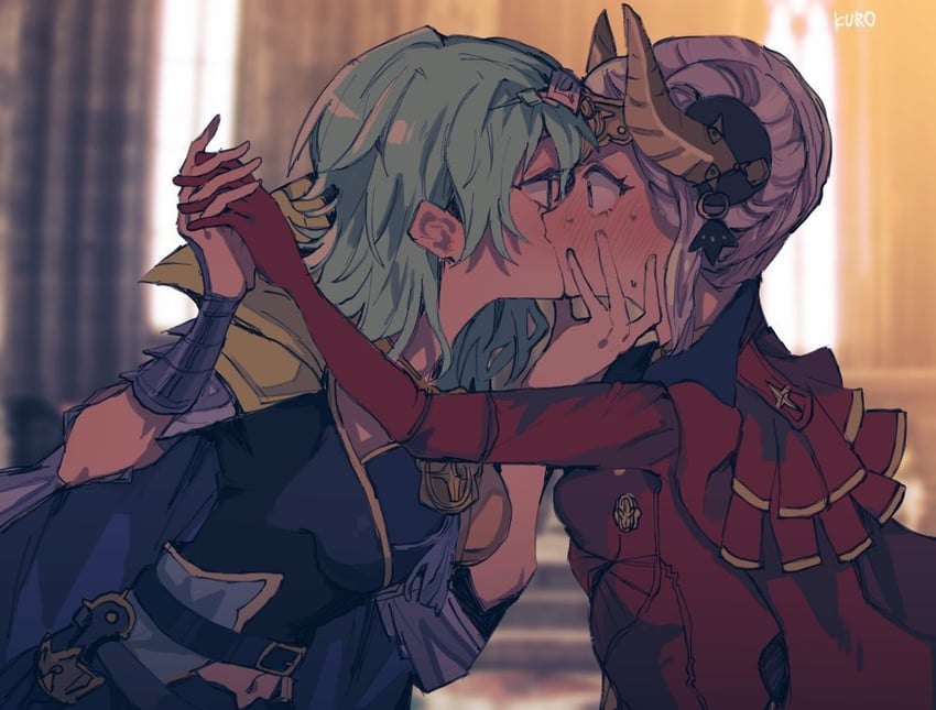 female byleth and edelgard von hresvelg (fire emblem and 1 more) drawn by kurosukenekocha