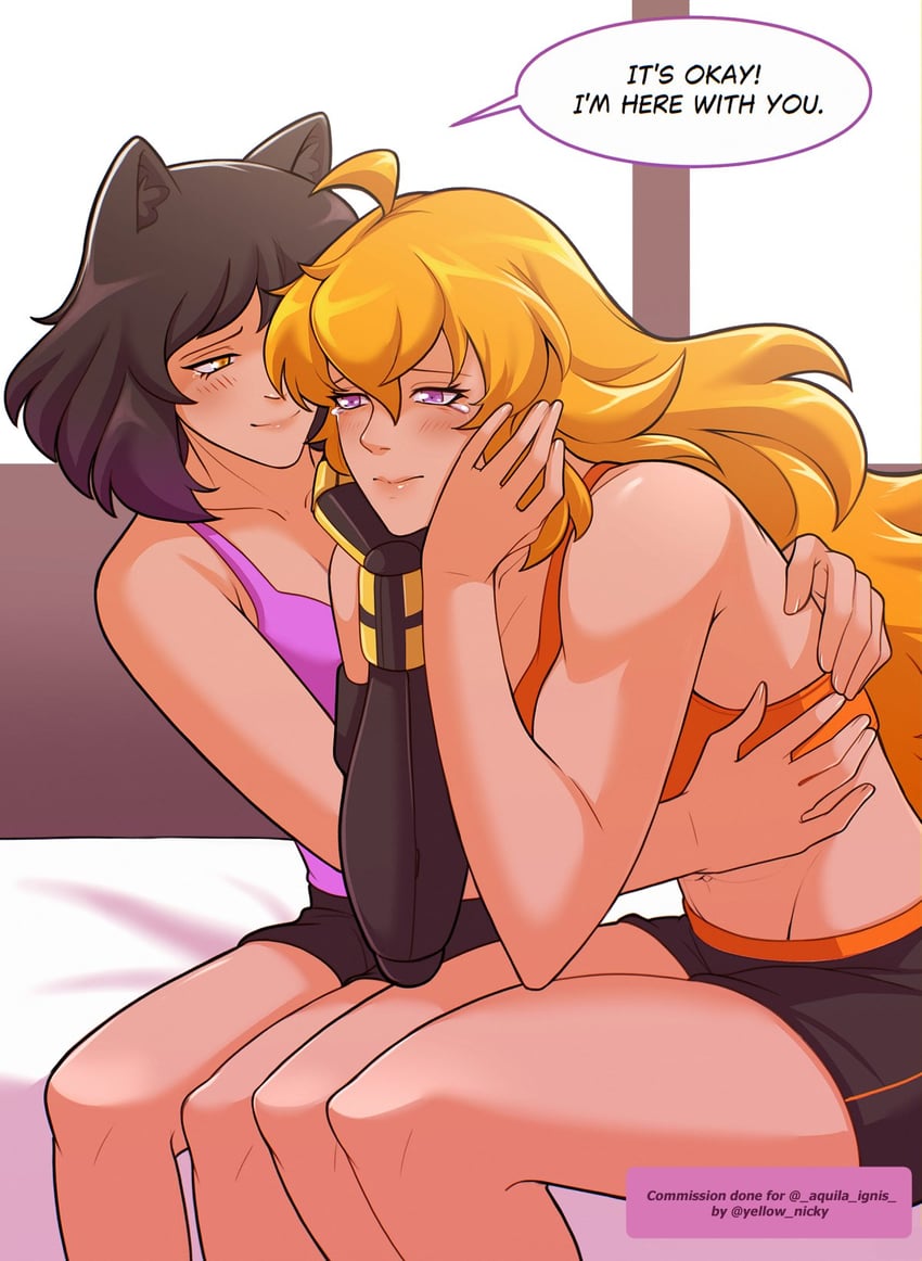 yang xiao long and blake belladonna (rwby) drawn by yellow_nicky