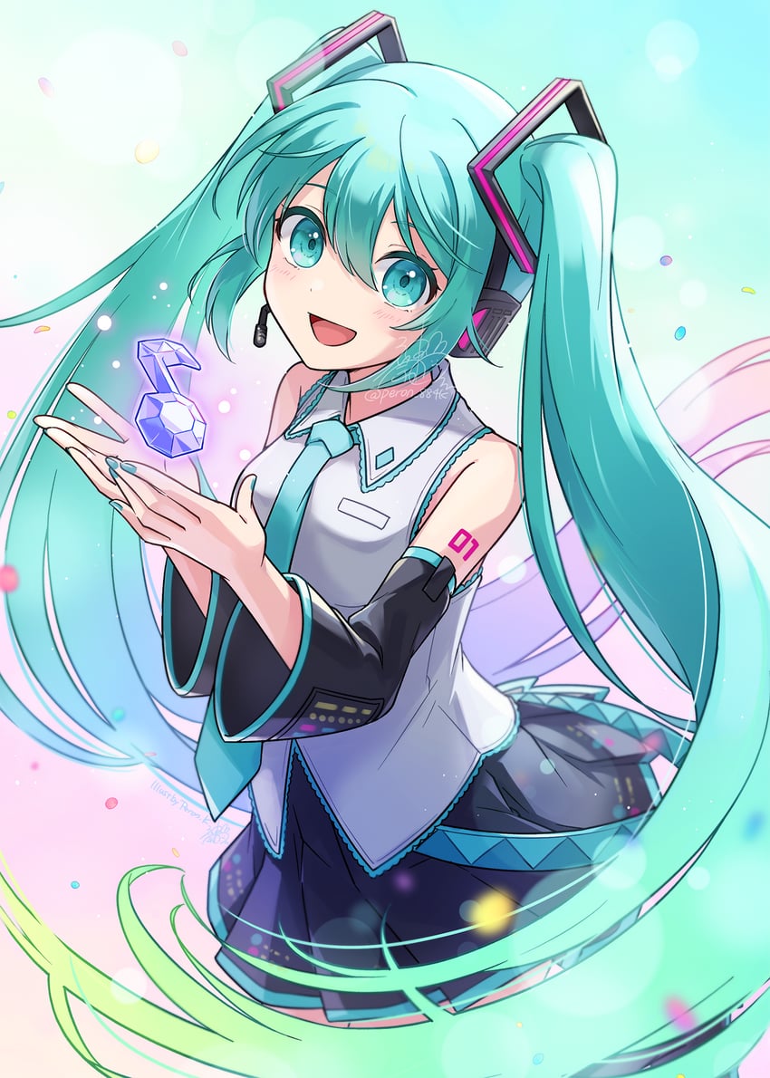 hatsune miku (vocaloid and 1 more) drawn by peron_(niki2ki884)