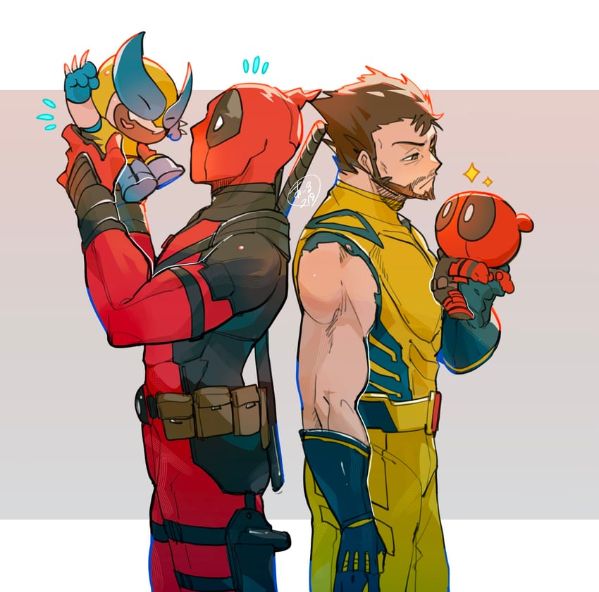 wolverine and deadpool (marvel and 4 more) drawn by momoi_housuke