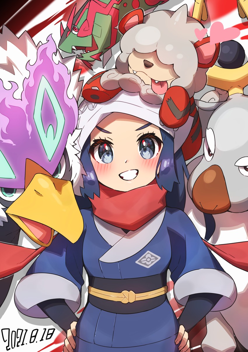 akari, hisuian growlithe, hisuian braviary, basculegion, and wyrdeer (pokemon and 1 more) drawn by taisa_(lovemokunae)
