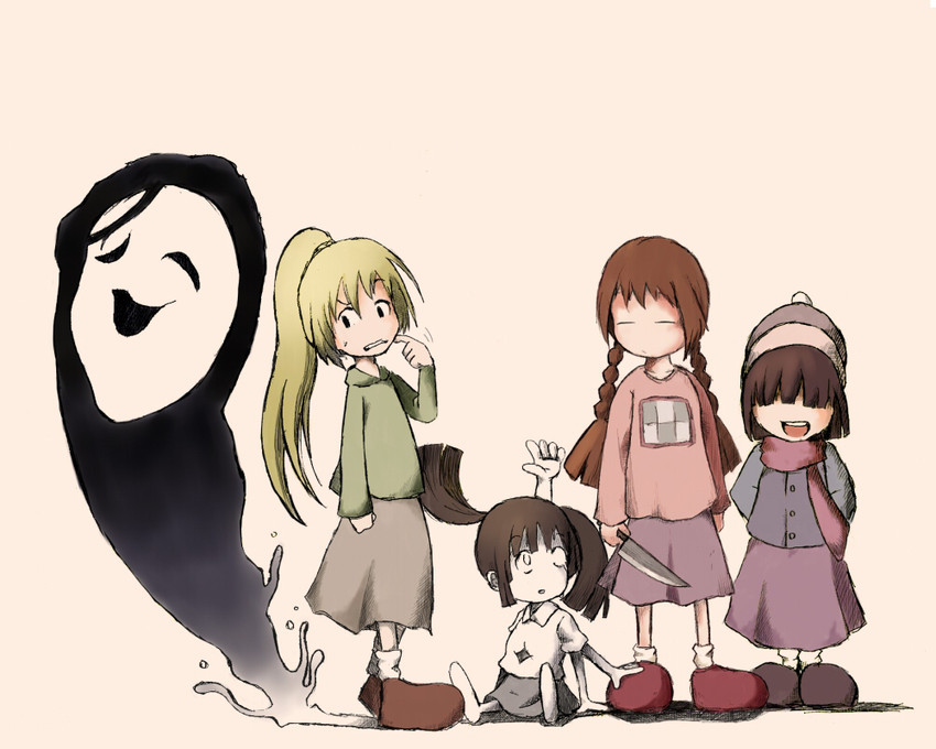 madotsuki, poniko, monoko, uboa, and mafurako (yume nikki) drawn by rabbit_r