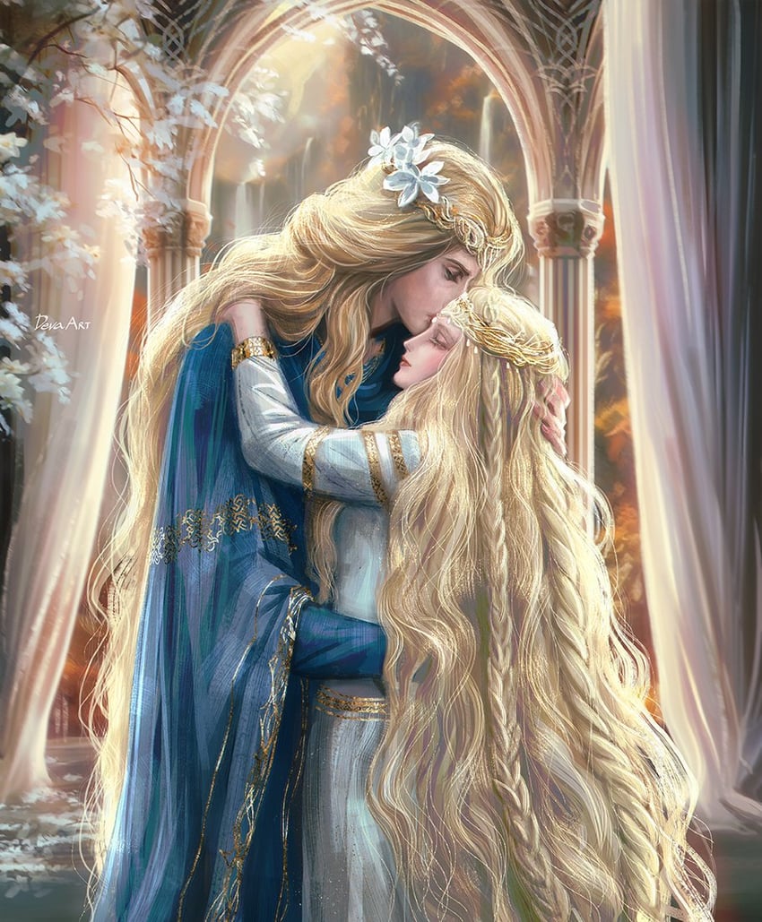 miquella and godwyn the golden (elden ring) drawn by develvdeva