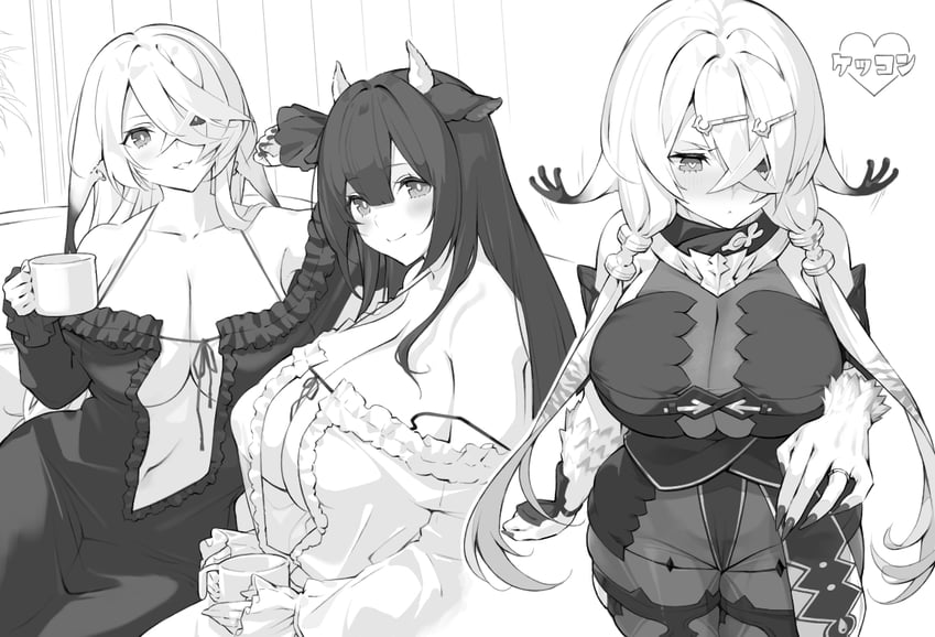 kashino and lila decyrus (azur lane and 3 more) drawn by piwka