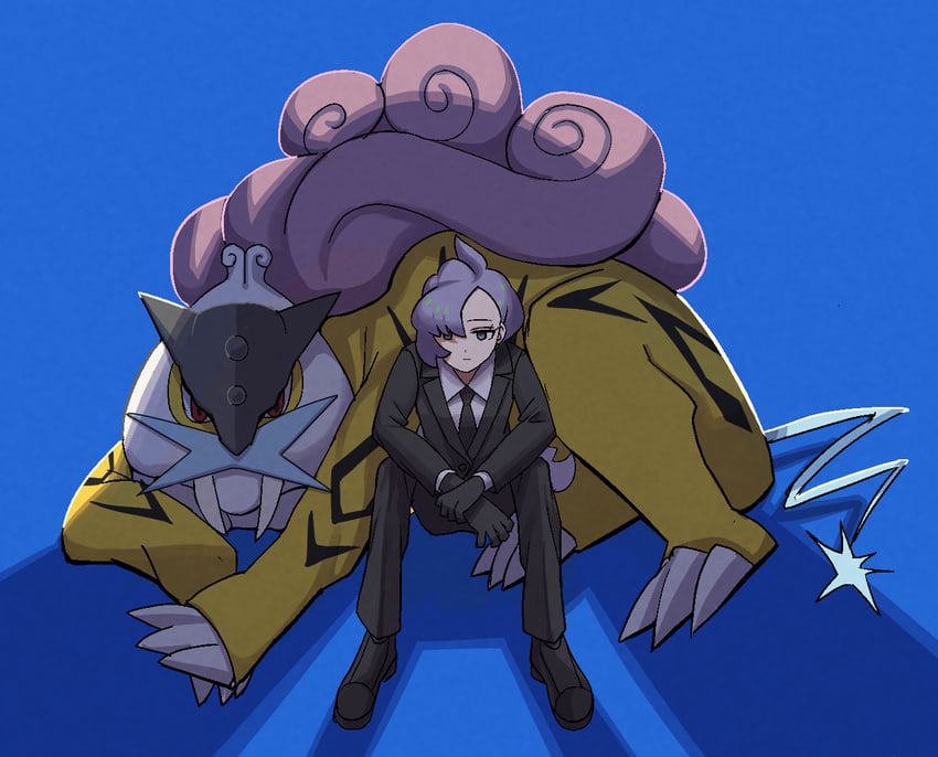 raikou and anabel (pokemon and 1 more) drawn by asia_(aji19081)