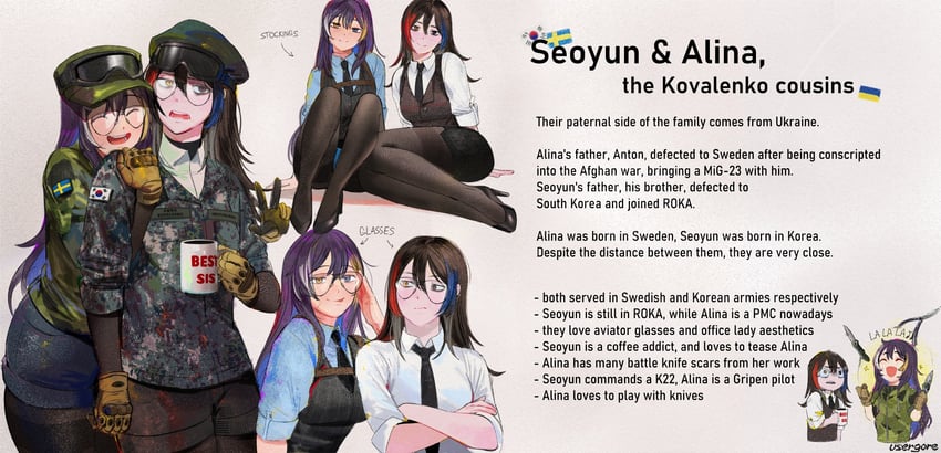 alina svard kovalenko and seoyun kovalenko (original) drawn by usergore