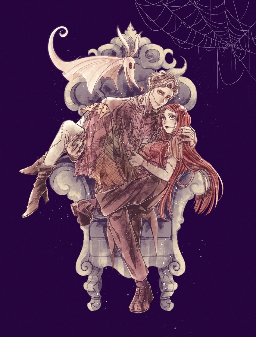 jack skellington and sally (the nightmare before christmas) drawn by mizala