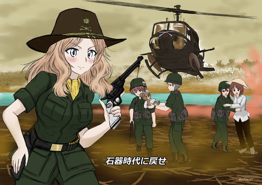 nishizumi miho, kay, boko, alisa, naomi, and 2 more (girls und panzer and 1 more) drawn by porotto_yontouhei