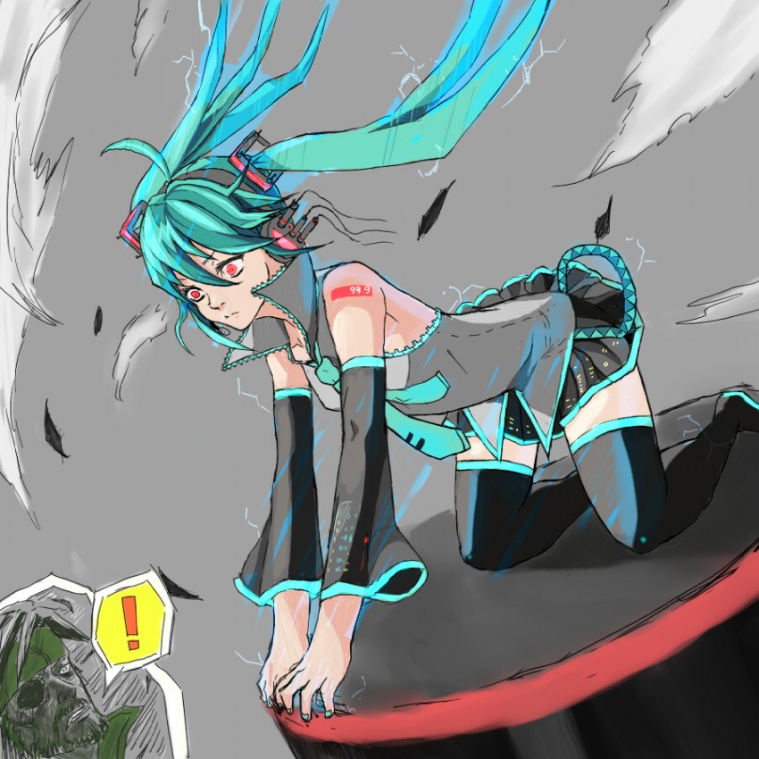 hatsune miku and big boss (vocaloid and 2 more) drawn by shougosan