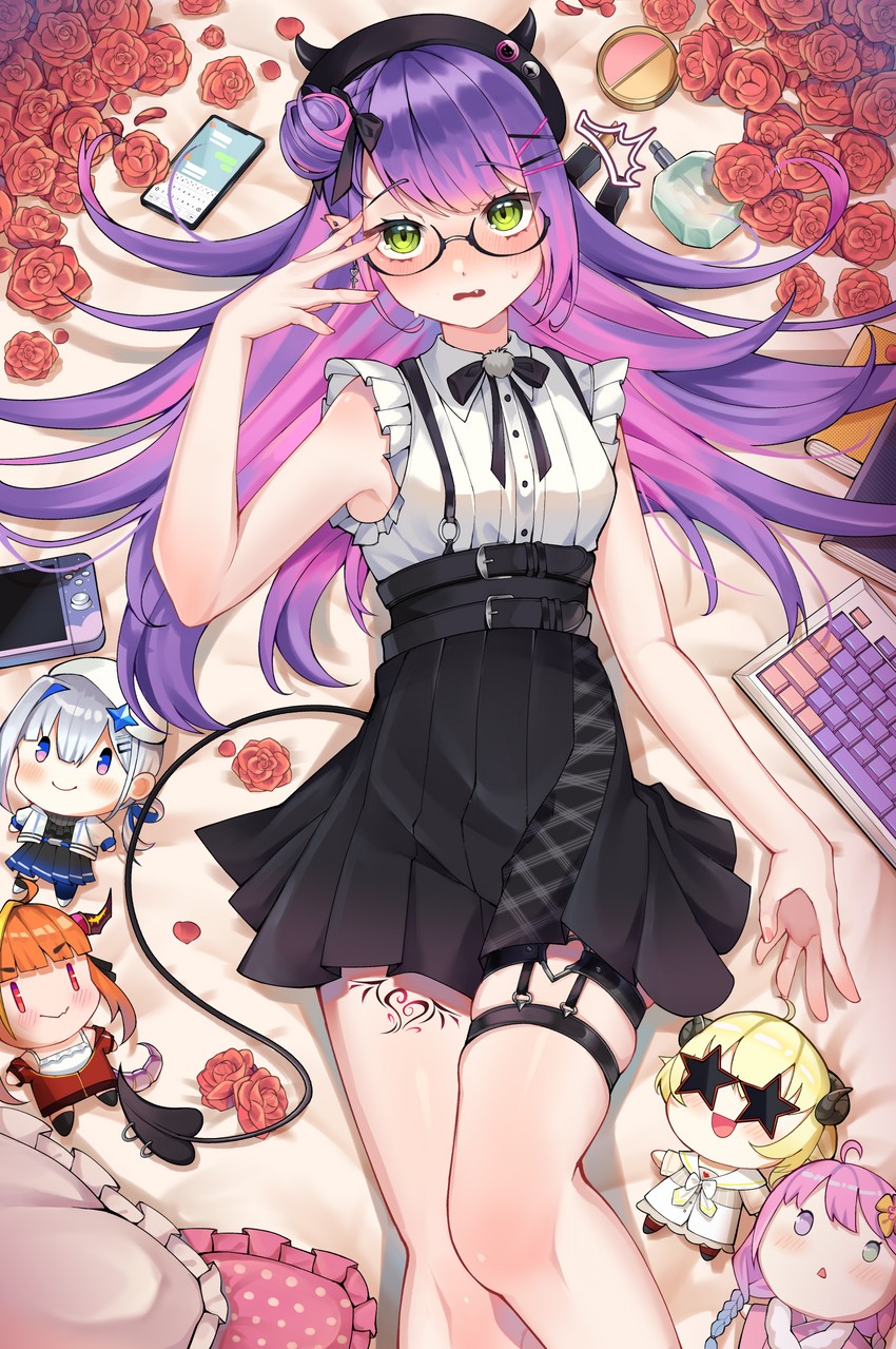 tokoyami towa, amane kanata, kiryu coco, tsunomaki watame, and himemori luna (hololive) drawn by libratul