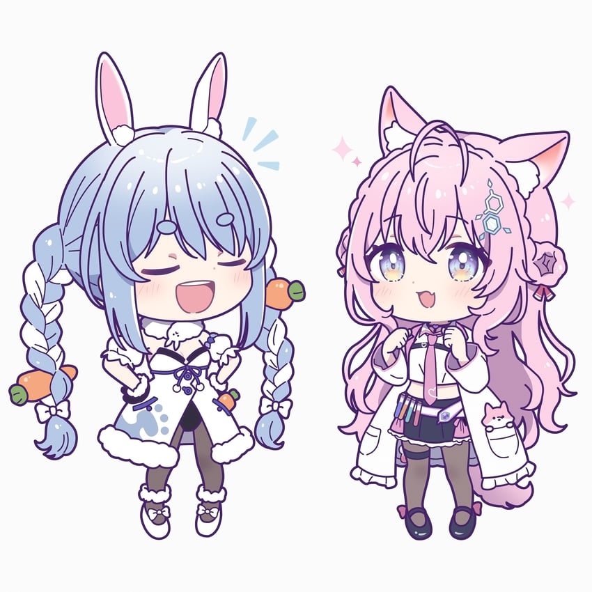 usada pekora, hakui koyori, and don-chan (hololive) drawn by nekomachi_nao