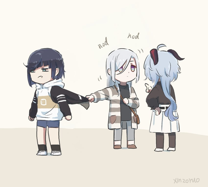 shenhe, yelan, and ganyu (genshin impact) drawn by xinzoruo