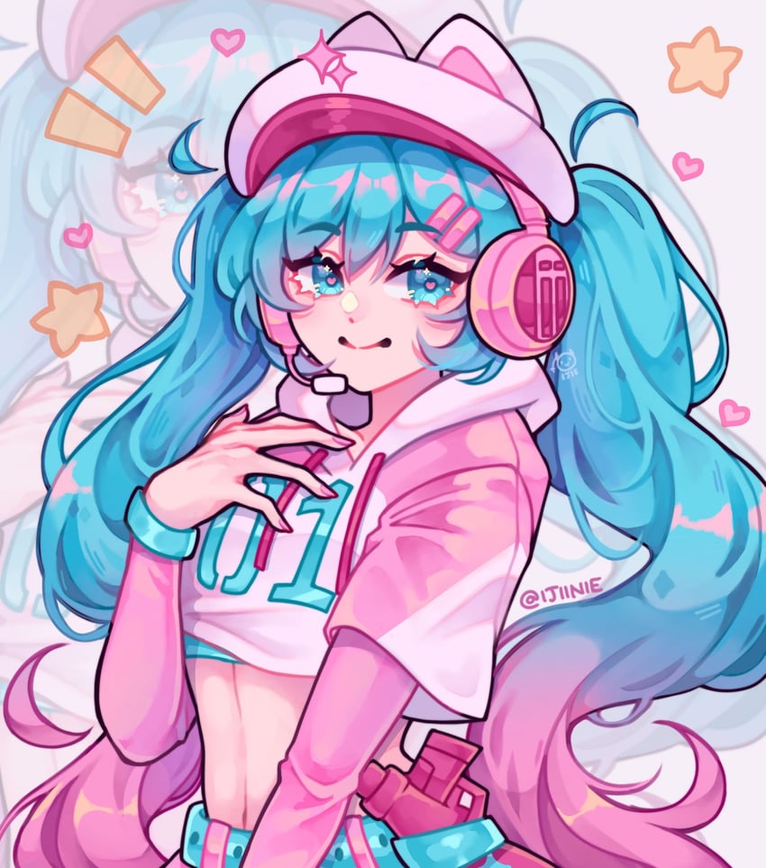 hatsune miku and neko hatsune miku (vocaloid and 1 more) drawn by ijiinie