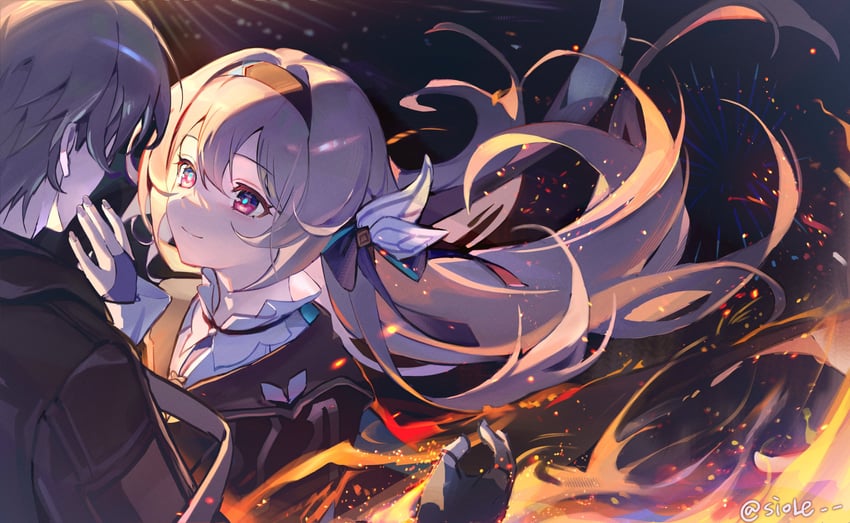 trailblazer, firefly, and caelus (honkai and 1 more) drawn by siole