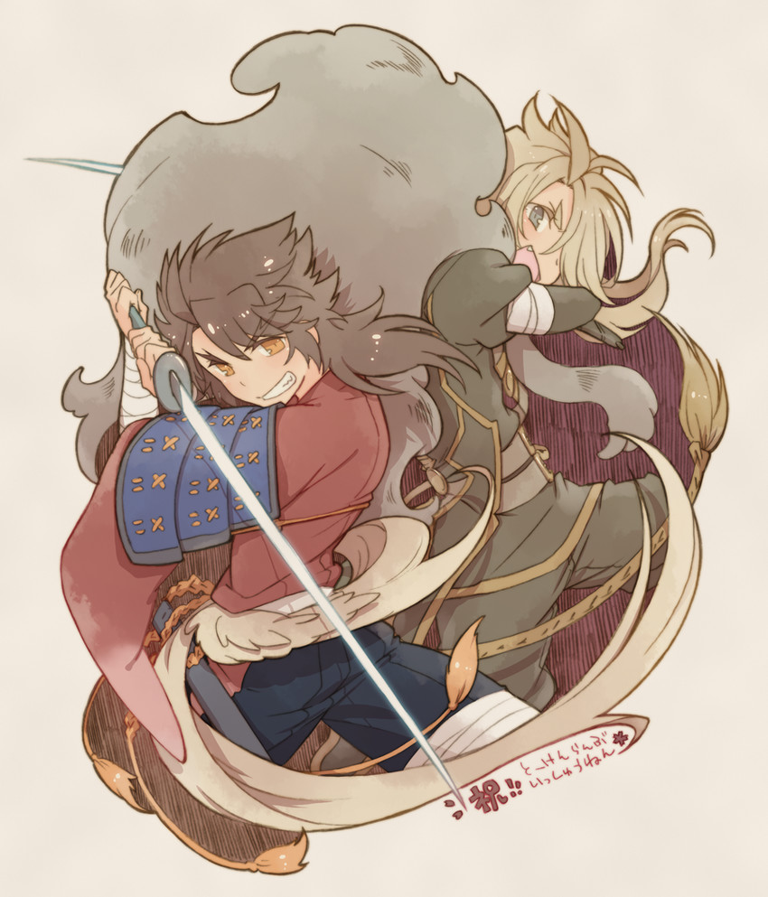 mutsu-no-kami yoshiyuki and shishiou (touken ranbu) drawn by oshige_(utsu96)