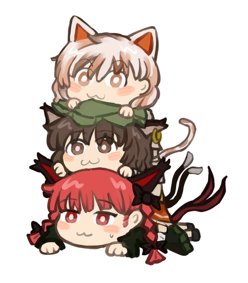 kaenbyou rin, chen, and goutokuji mike (touhou) drawn by haojbleng
