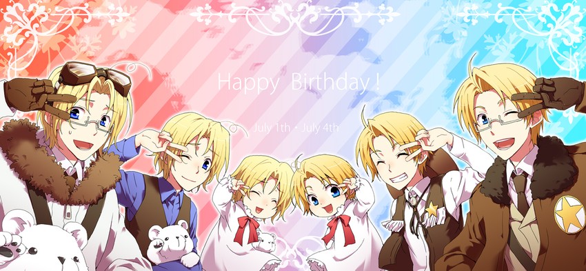 america, canada, and kumajirou (axis powers hetalia) drawn by migu