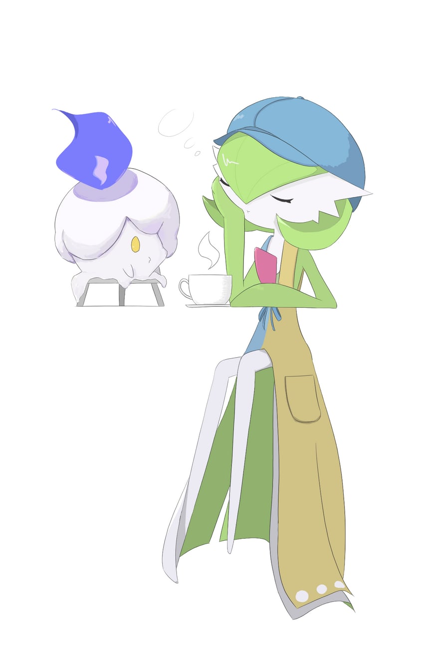gardevoir and litwick (pokemon and 1 more) drawn by hai_(gardevoirrr)