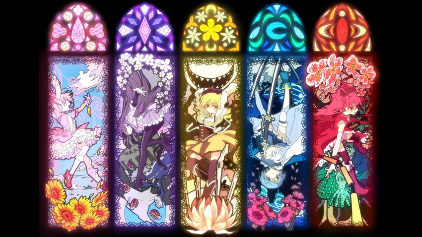 akemi homura, kaname madoka, miki sayaka, sakura kyoko, tomoe mami, and 3 more (mahou shoujo madoka magica) drawn by renji_(orange_ize)