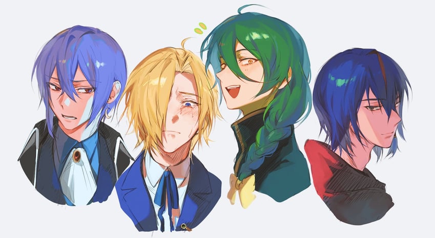 ashe bradley, wilardo adler, noel levine, and sirius gibson (witch's heart) drawn by gbgb_333