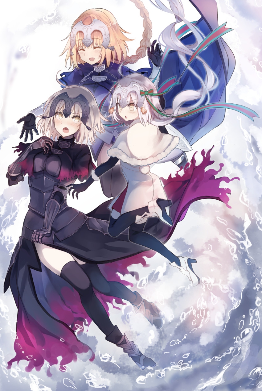jeanne d'arc, jeanne d'arc alter, and jeanne d'arc alter santa lily (fate and 2 more) drawn by tare_(tonikaku_magaru)