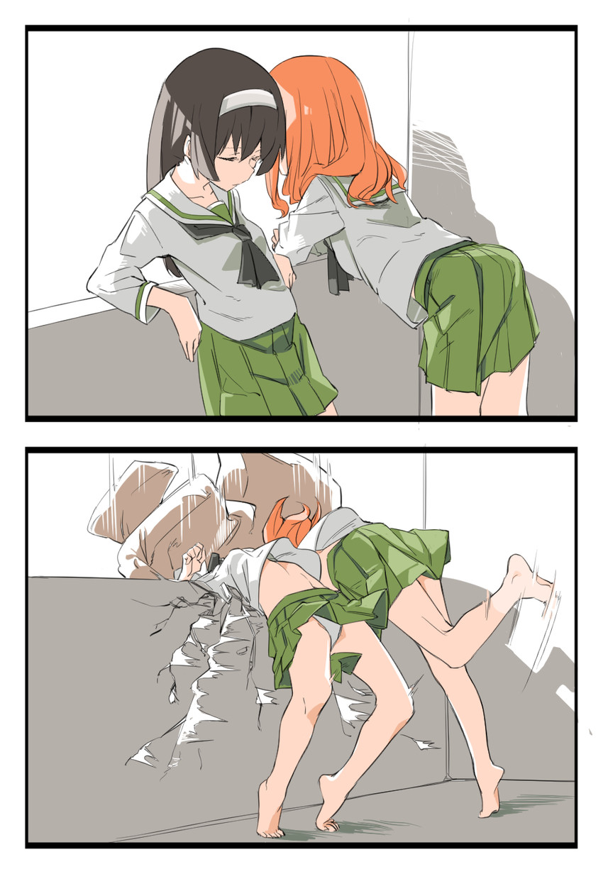 takebe saori and reizei mako (girls und panzer) drawn by muchi_maro