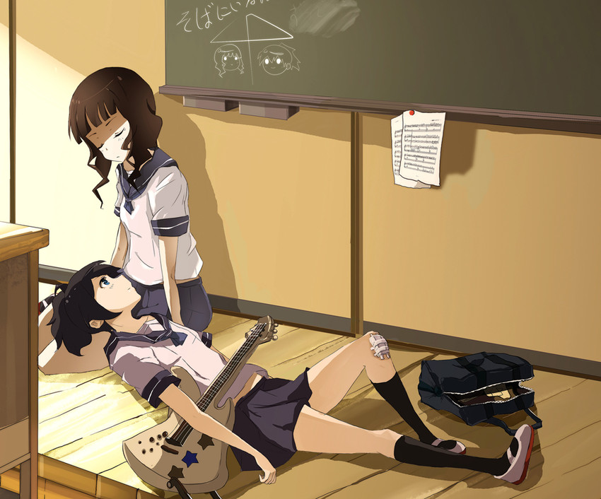 kuroi mato and takanashi yomi (black rock shooter) drawn by kio_sayuki