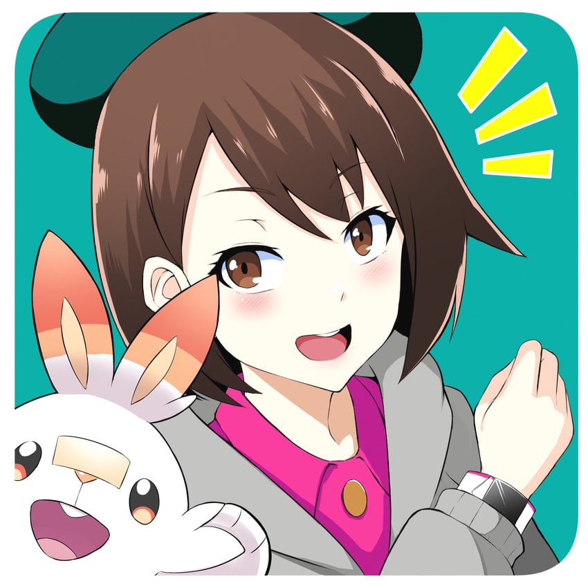 gloria and scorbunny (pokemon and 1 more) drawn by a-kiraa_(whisper)