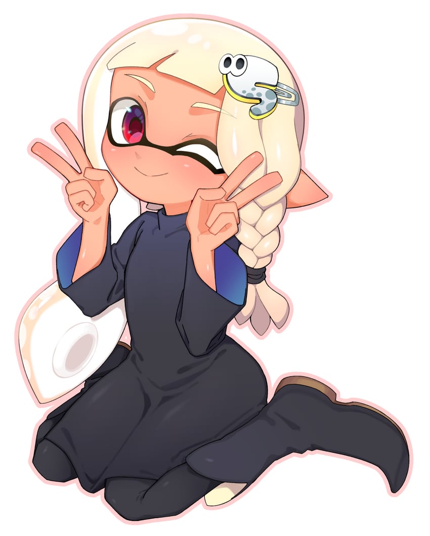 inkling player character and inkling girl (splatoon) drawn by minamidena