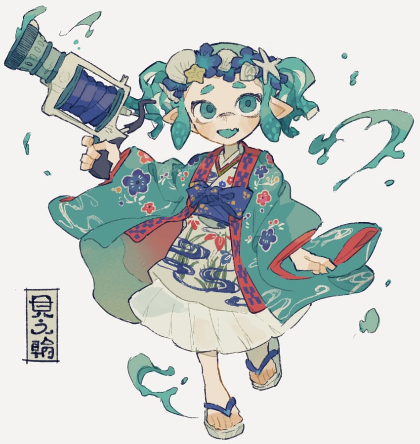 inkling player character and inkling girl (splatoon) drawn by p0m4_p0m4