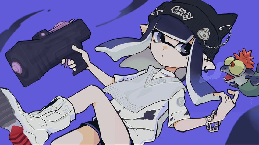 inkling player character, inkling girl, and smallfry (splatoon) drawn by imaikuy0