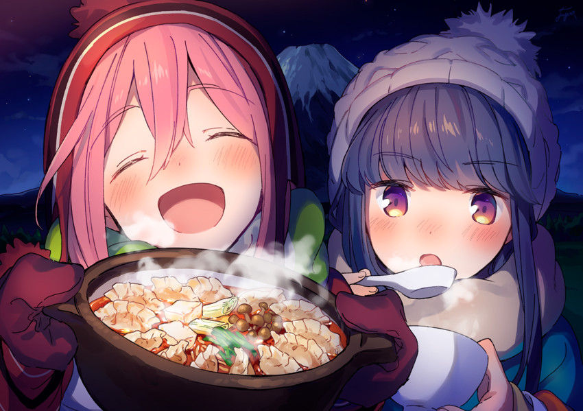 shima rin and kagamihara nadeshiko (yurucamp) drawn by fuji_fujino