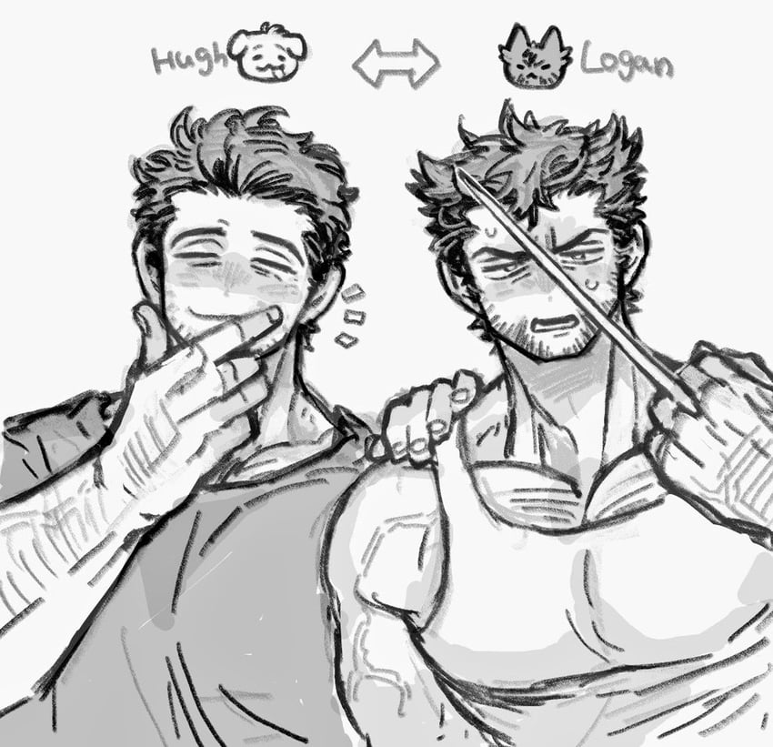 wolverine and hugh jackman (marvel and 5 more) drawn by dishing