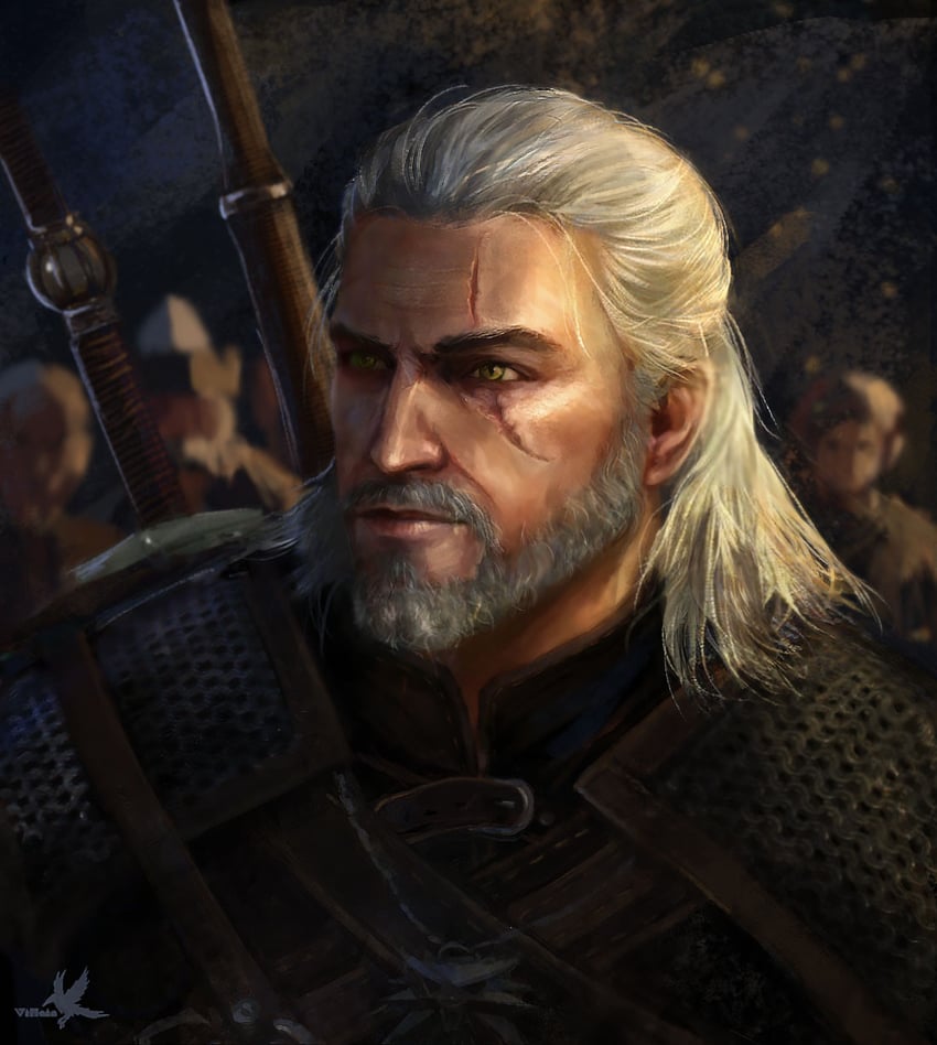 geralt of rivia (the witcher and 1 more) drawn by masha_borisova