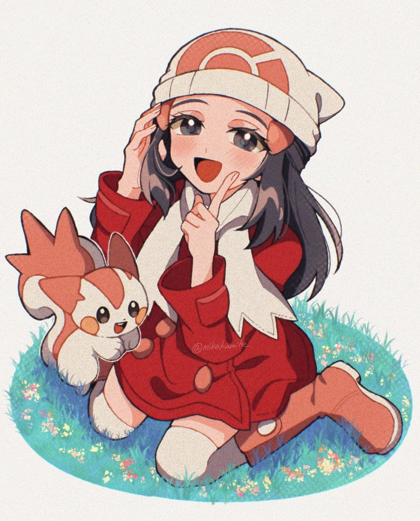 dawn and pachirisu (pokemon and 2 more) drawn by mikakami1e