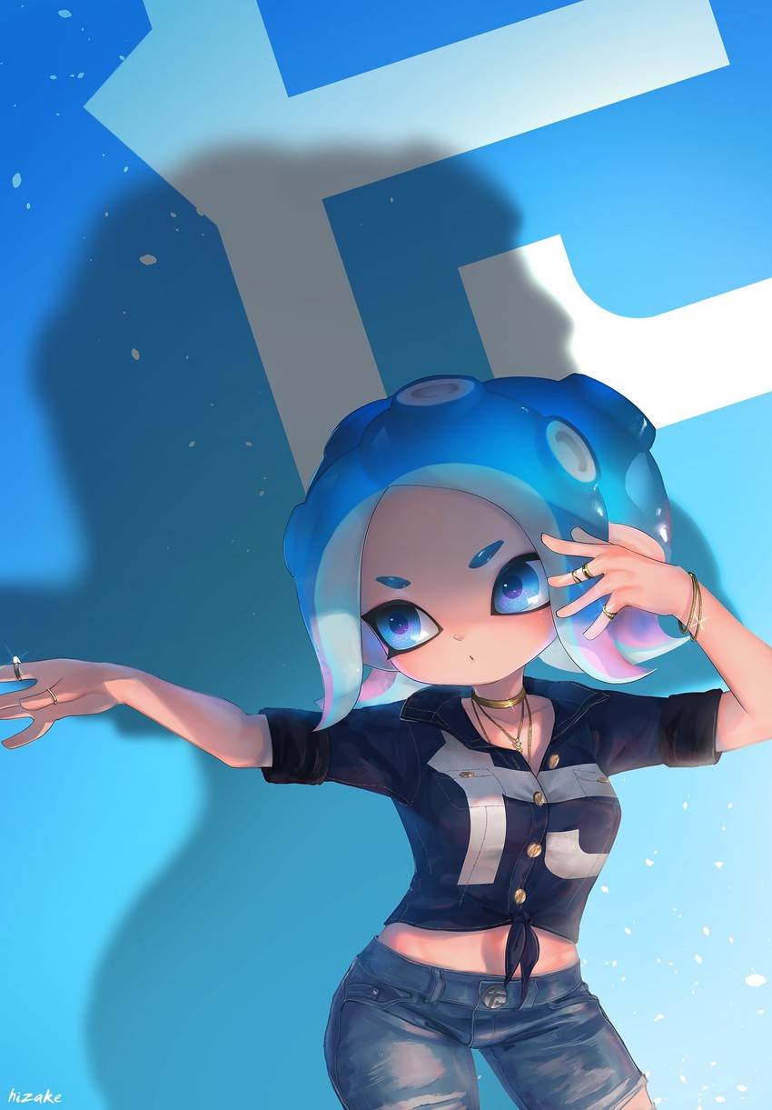 octoling player character and octoling girl (splatoon and 2 more) drawn by kashu_(hizake)