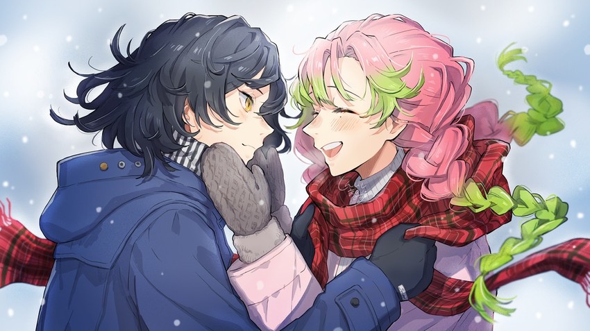 kanroji mitsuri and iguro obanai (kimetsu no yaiba) drawn by shinishi_chiho