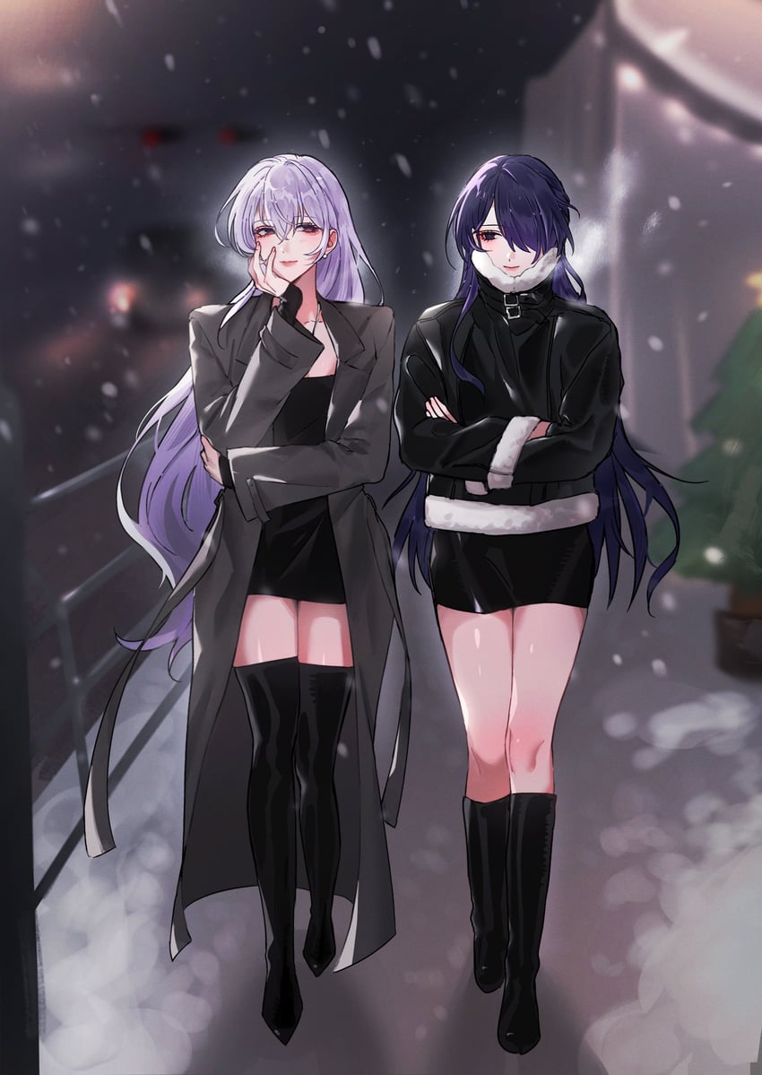 acheron and black swan (honkai and 1 more) drawn by 9_(hcl9fg)