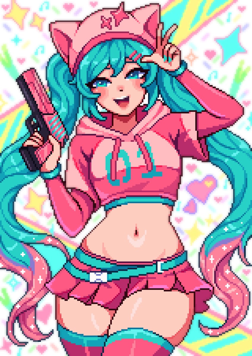 hatsune miku and neko hatsune miku (vocaloid and 1 more) drawn by yumykon