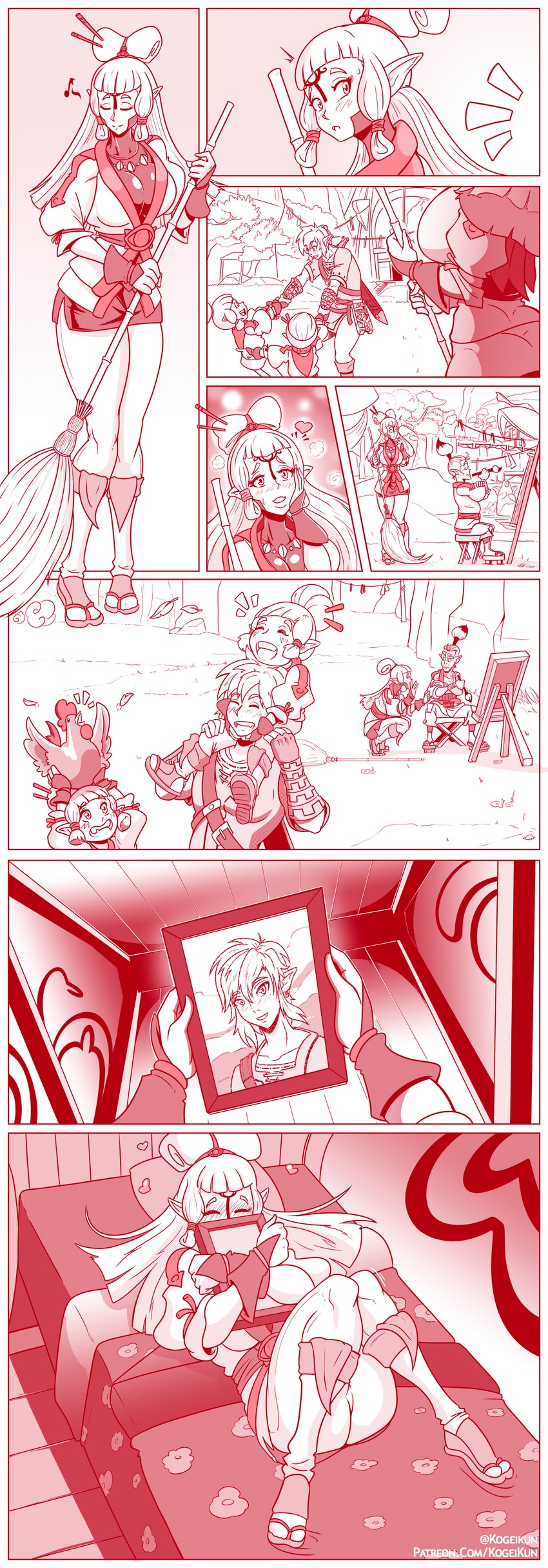 link, paya, and cucco (the legend of zelda and 1 more) drawn by kogeikun