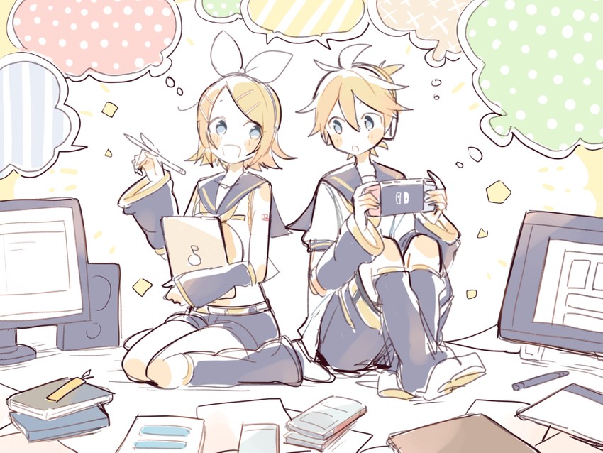 kagamine rin and kagamine len (vocaloid) drawn by suzumi_(fallxalice)