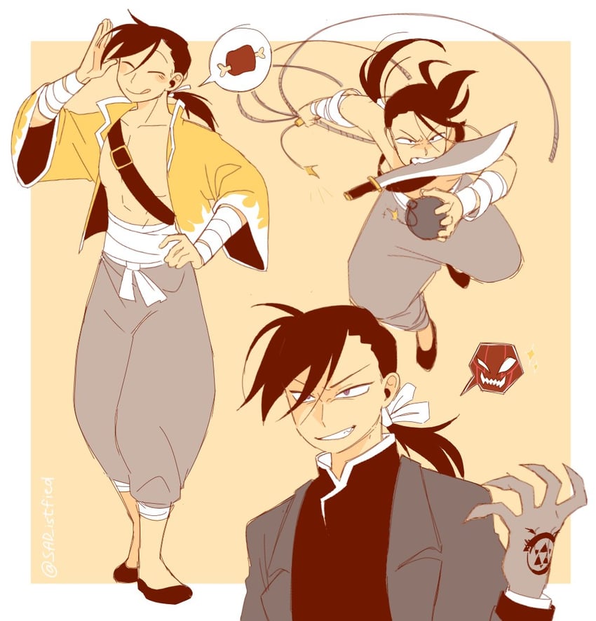 ling yao and greed (fullmetal alchemist) drawn by sad-ist