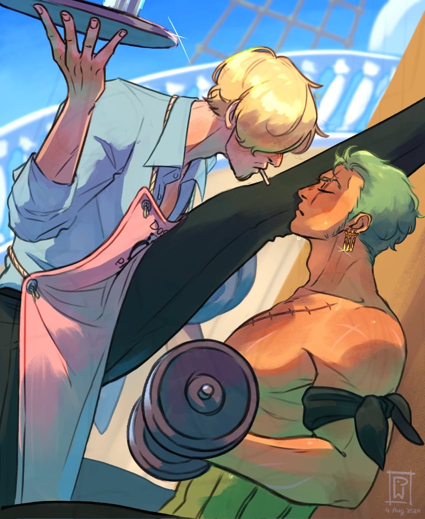 roronoa zoro and sanji (one piece) drawn by jacket_mine